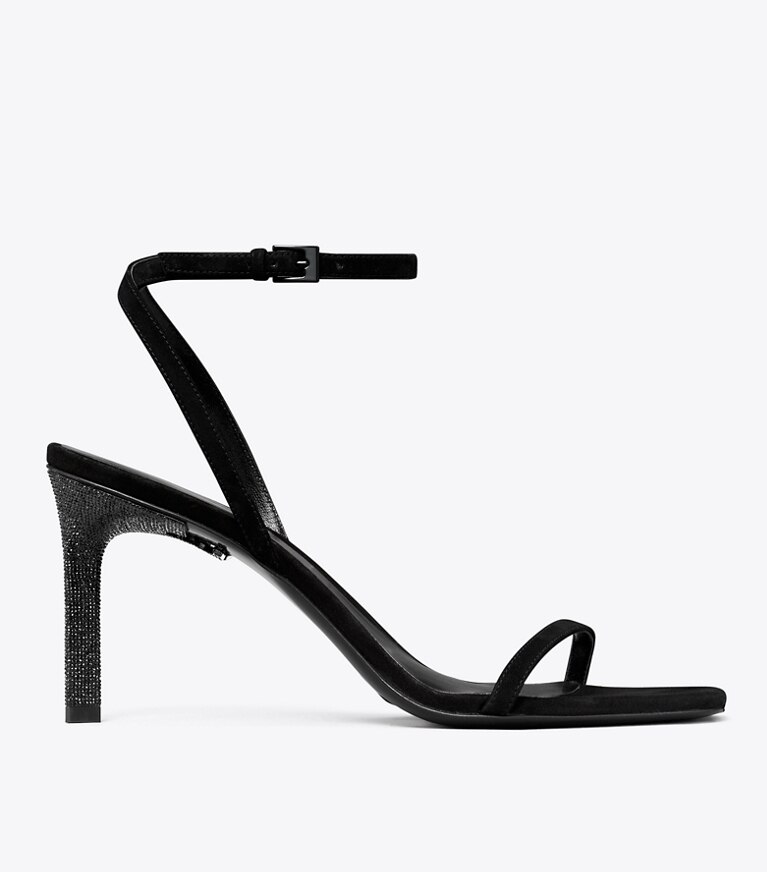 Tory Burch diseñador sandalias Sandalia con tacón con pavé en PERFECT BLACK lateral