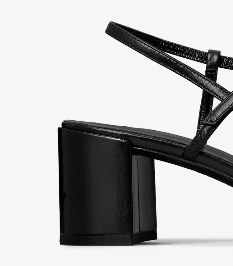 Tory Burch diseñador sandalias Sandalia con tacón Gigi en PERFECT BLACK detalle