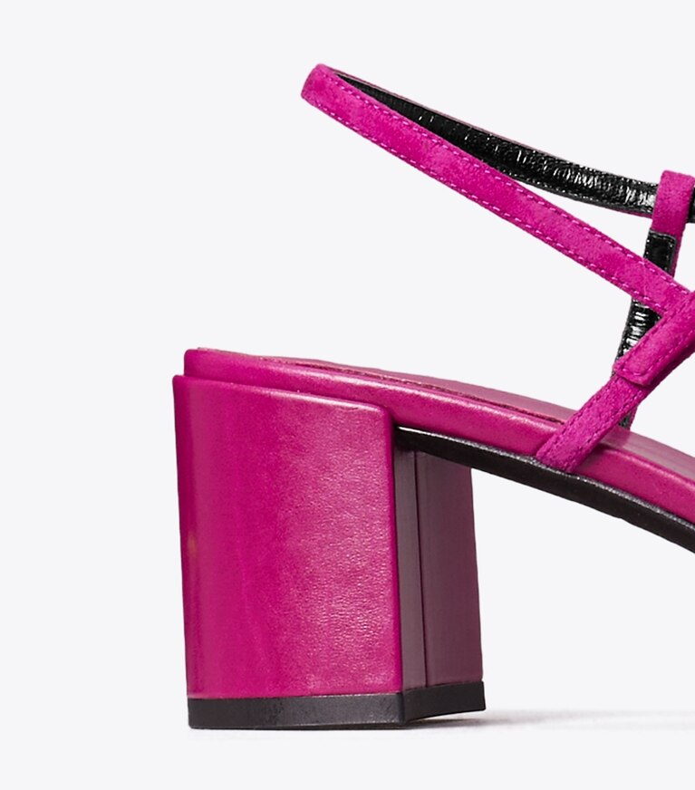 Tory Burch diseñador sandalias Sandalia con tacón Gigi en FUSCHIA PINK detalle