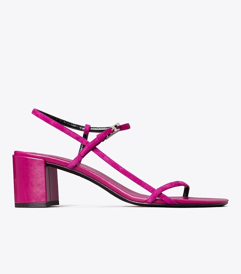 Tory Burch diseñador sandalias Sandalia con tacón Gigi en FUSCHIA PINK lateral