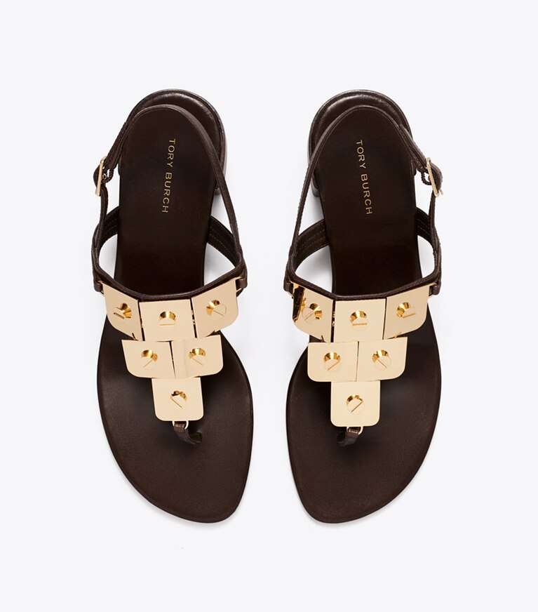 Tory Burch diseñador sandalias Sandalia con tacón Gladiator Capri en DARK COCOA vista superior