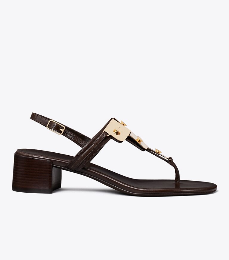 Tory Burch diseñador sandalias Sandalia con tacón Gladiator Capri en DARK COCOA lateral