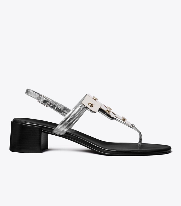 Tory Burch diseñador sandalias Sandalia con tacón Gladiator Capri en SILVER lateral