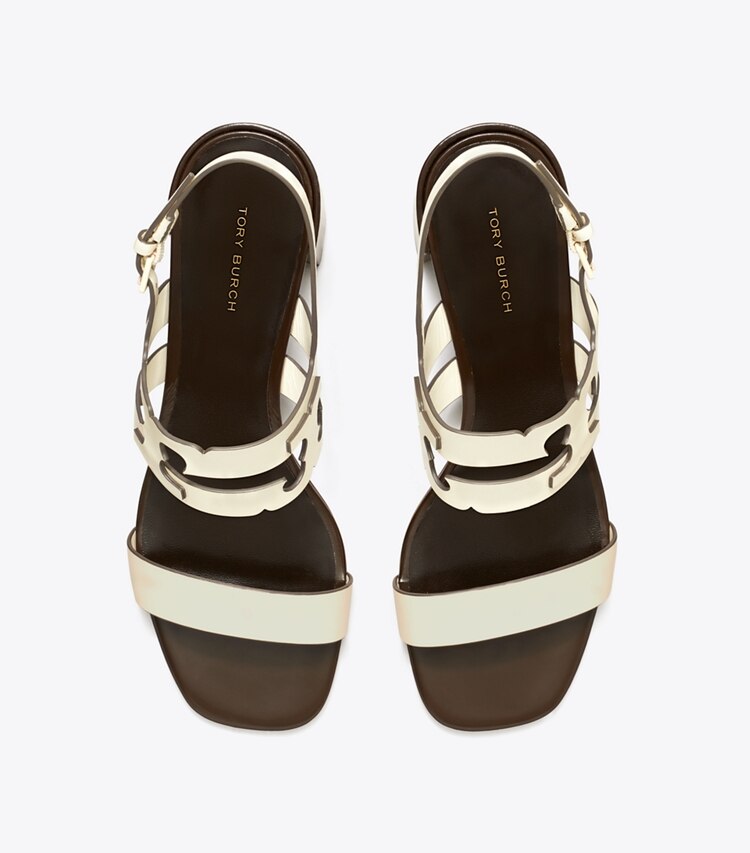 Tory Burch diseñador sandalias Sandalia con tacón Ines en LIGHT CREAM / COCOA vista superior