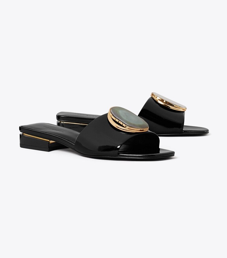 Tory Burch diseñador sandalias Sandalia con tacón Patos en PERFECT BLACK ángulo