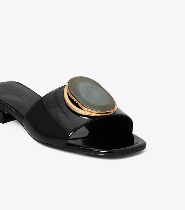 Tory Burch diseñador sandalias Sandalia con tacón Patos en PERFECT BLACK detalle