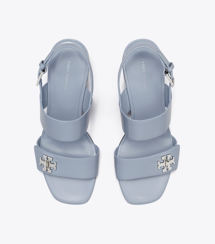 Tory Burch diseñador sandalias Sandalia con tacón y broche giratorio en VAPOR BLUE vista superior