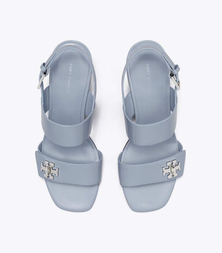 Tory Burch diseñador sandalias Sandalia con tacón y broche giratorio en VAPOR BLUE vista superior