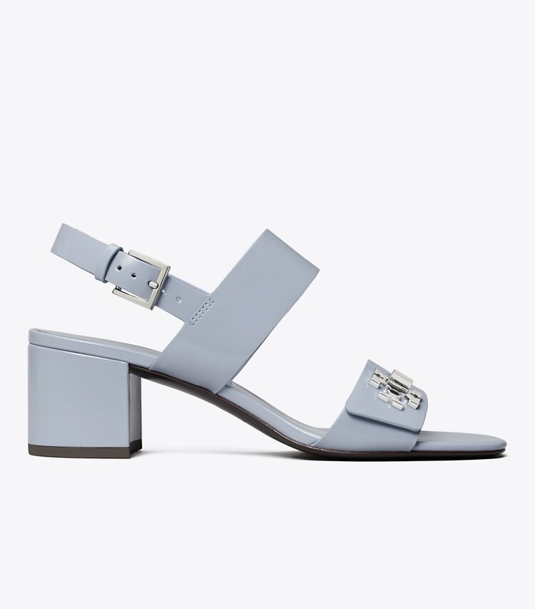 Tory Burch diseñador sandalias Sandalia con tacón y broche giratorio en VAPOR BLUE lateral