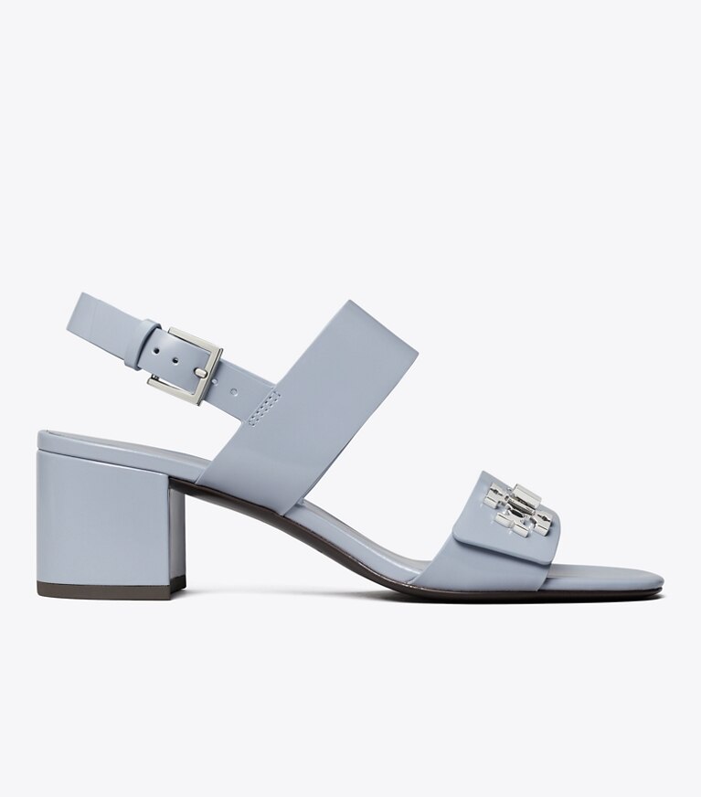Tory Burch diseñador sandalias Sandalia con tacón y broche giratorio en VAPOR BLUE lateral