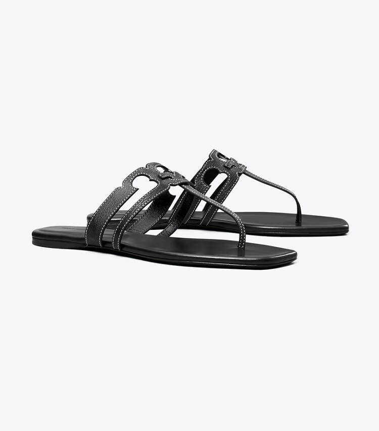 Tory Burch diseñador sandalias Sandalia con tira en T Ines en PERFECT BLACK / PERFECT BLACK ángulo