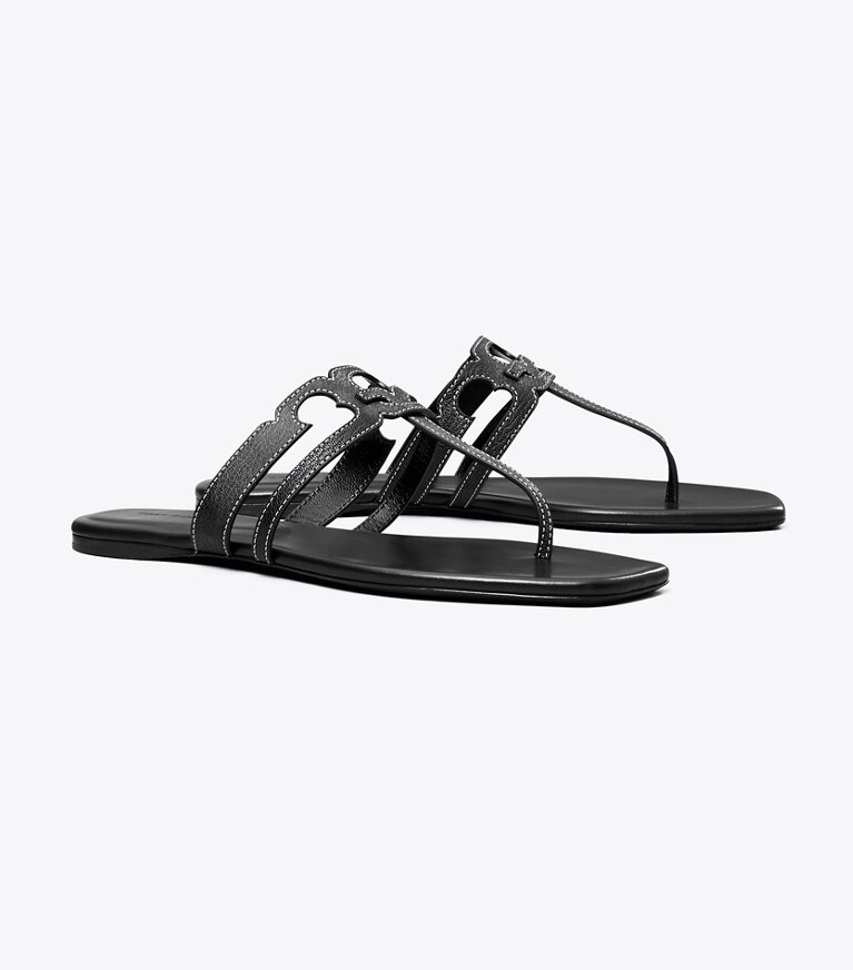 Tory Burch diseñador sandalias Sandalia con tira en T Ines en PERFECT BLACK / PERFECT BLACK ángulo