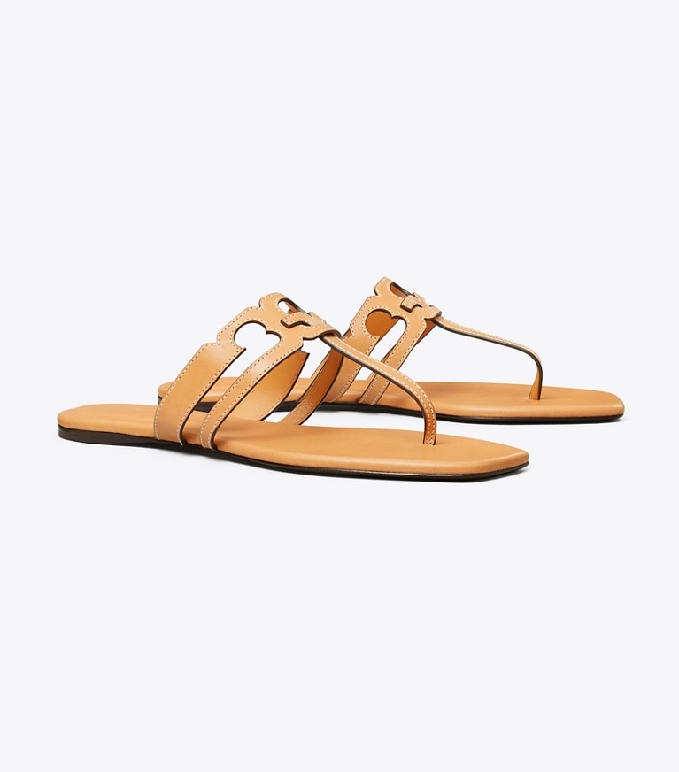 Tory Burch diseñador sandalias Sandalia con tira en T Ines en CAMELLO / CAMELLO ángulo