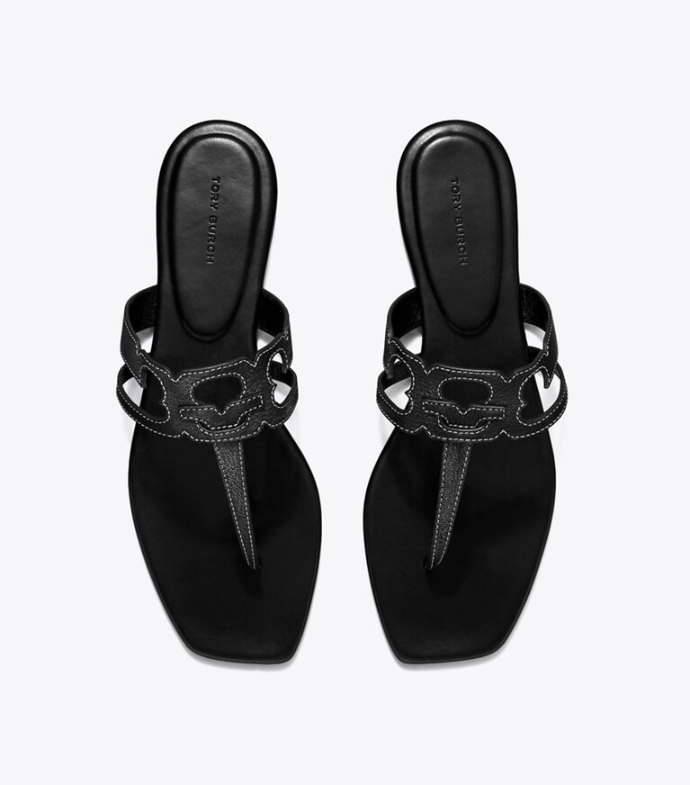 Tory Burch diseñador sandalias Sandalia con tira en T Ines en PERFECT BLACK / PERFECT BLACK vista superior