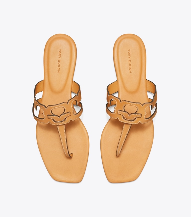 Tory Burch diseñador sandalias Sandalia con tira en T Ines en CAMELLO / CAMELLO vista superior