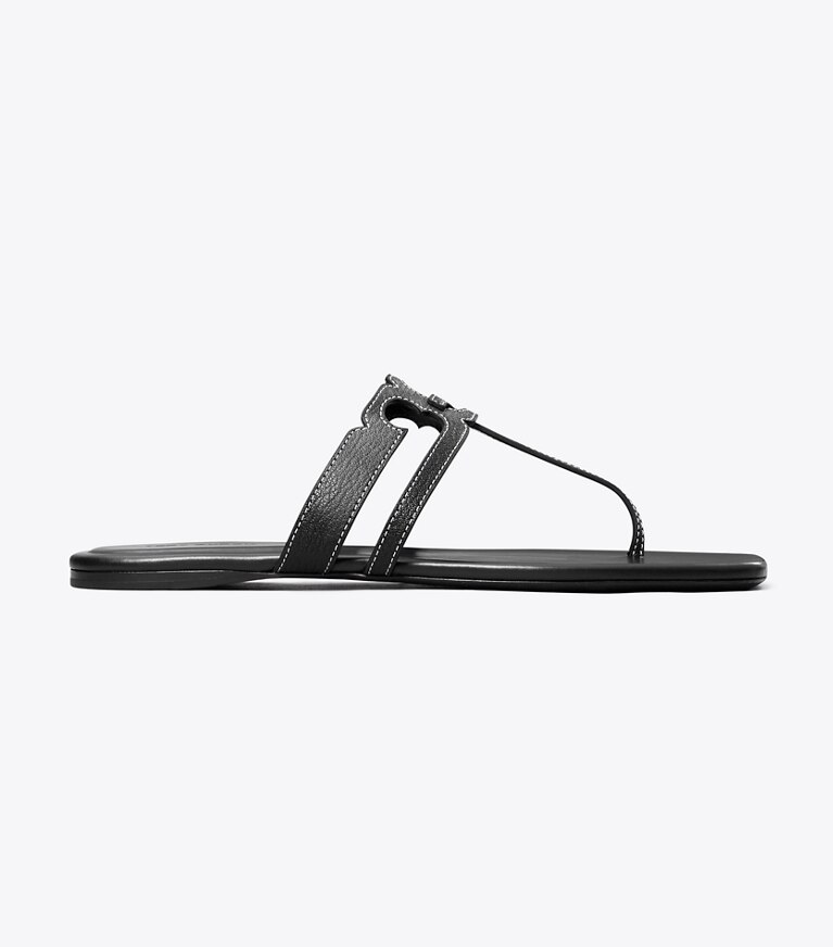 Tory Burch diseñador sandalias Sandalia con tira en T Ines en PERFECT BLACK / PERFECT BLACK lateral