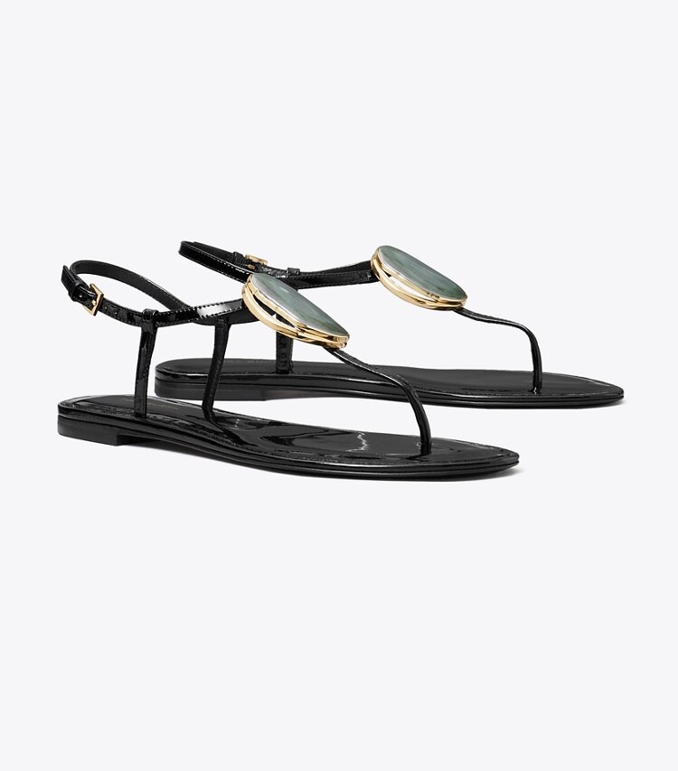 Tory Burch diseñador sandalias Sandalia con tira en T Patos en PERFECT BLACK ángulo