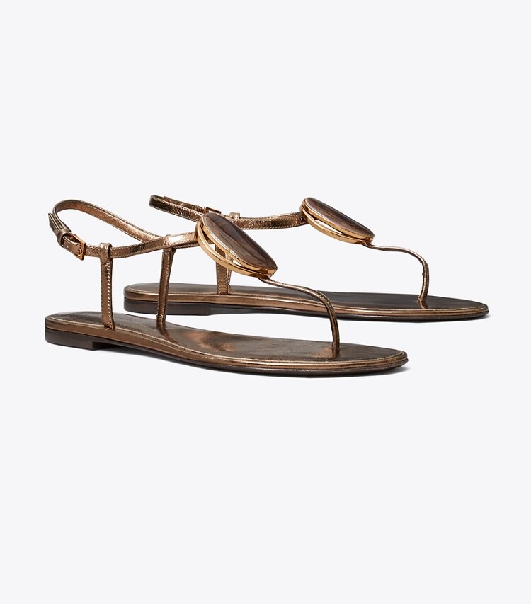 Tory Burch diseñador sandalias Sandalia con tira en T Patos en COPPER ángulo