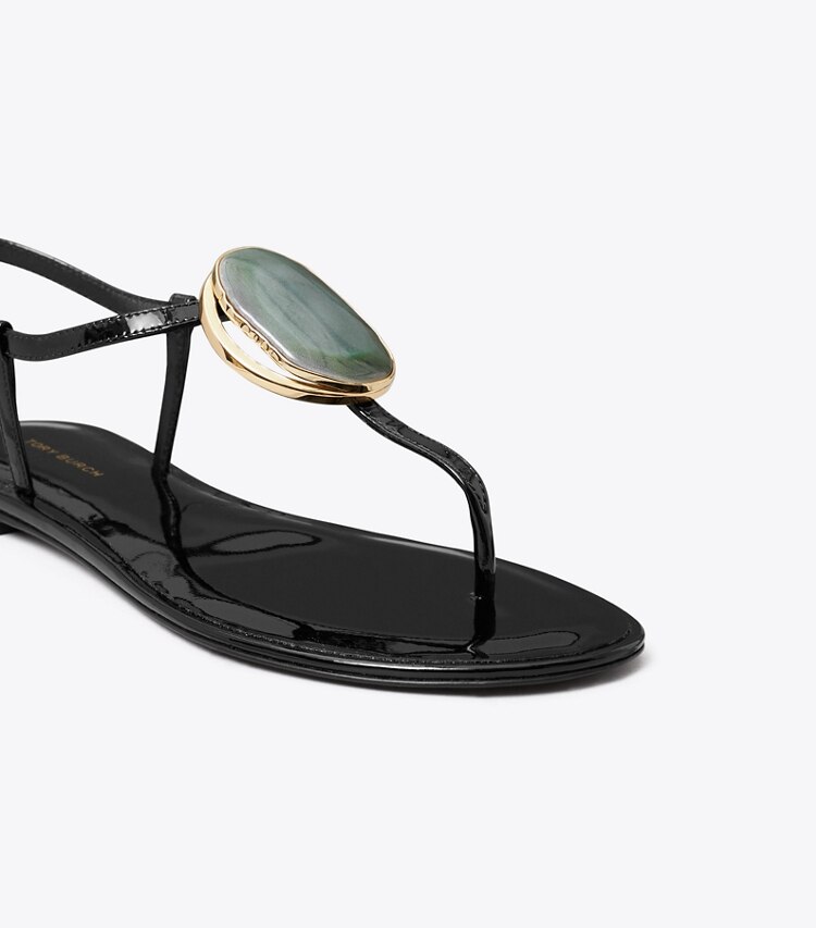 Tory Burch diseñador sandalias Sandalia con tira en T Patos en PERFECT BLACK detalle