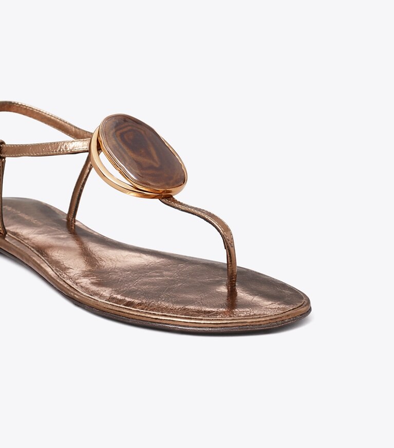 Tory Burch diseñador sandalias Sandalia con tira en T Patos en COPPER detalle