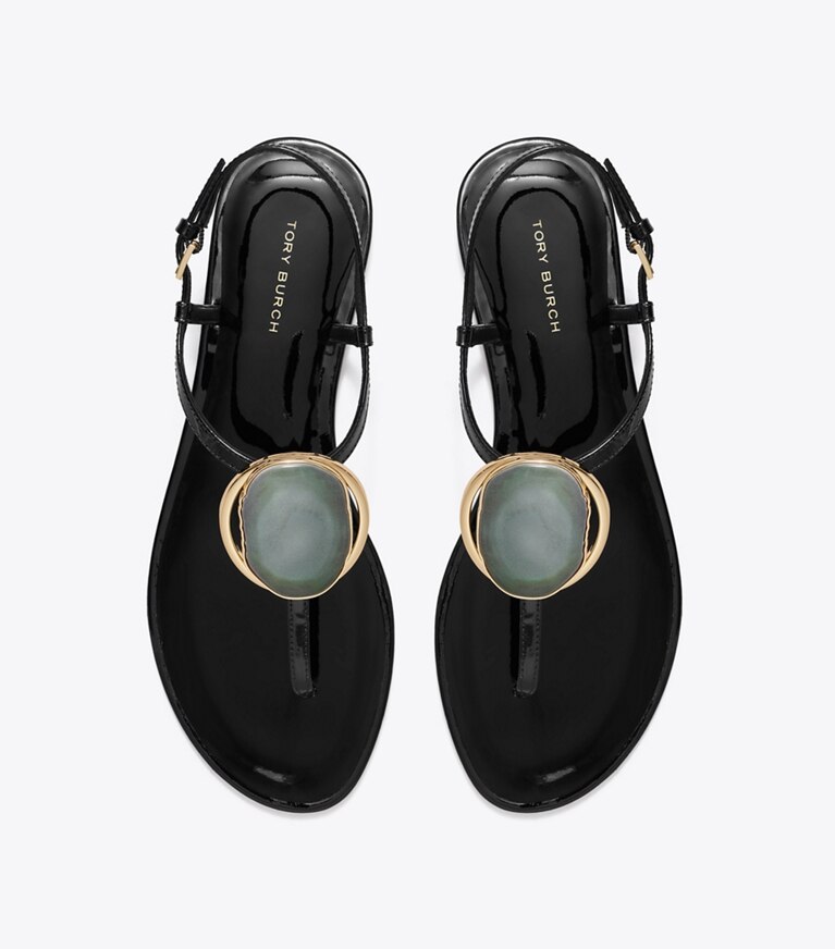 Tory Burch diseñador sandalias Sandalia con tira en T Patos en PERFECT BLACK vista superior