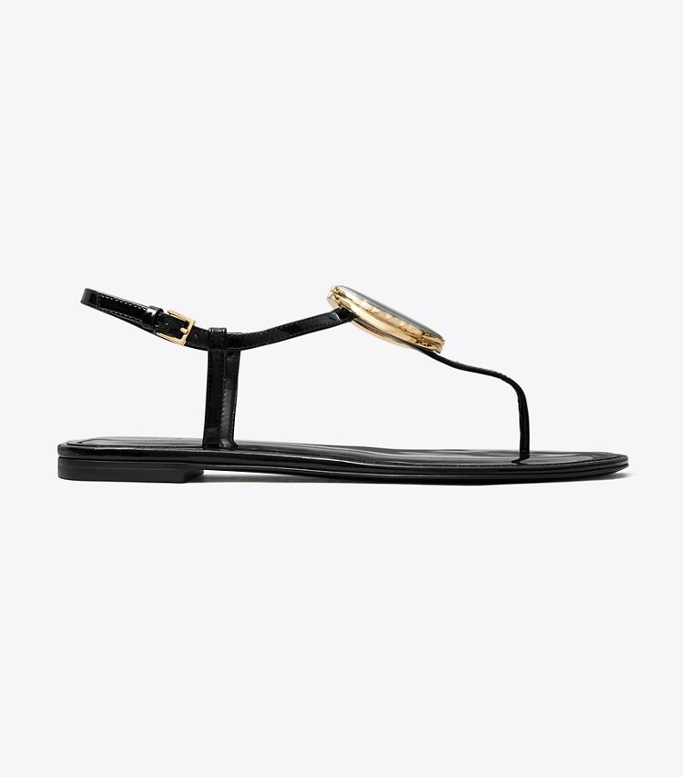 Tory Burch diseñador sandalias Sandalia con tira en T Patos en PERFECT BLACK lateral