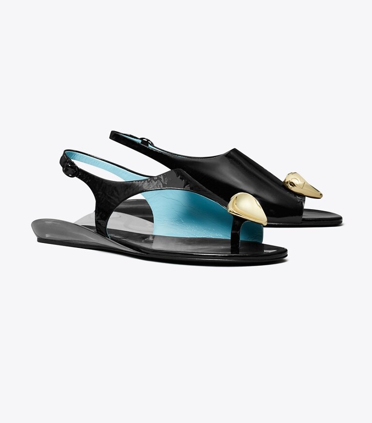 Tory Burch diseñador sandalias Sandalia con tira trasera Patos en NERO ángulo