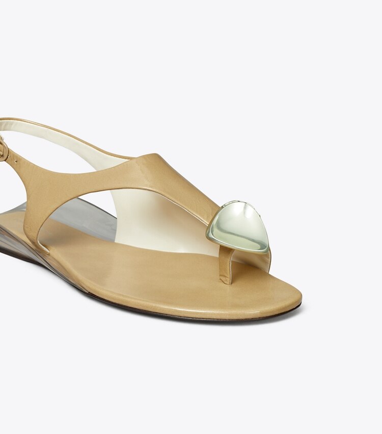 Tory Burch diseñador sandalias Sandalia con tira trasera Patos en CHATEAU GRAY / SILVER detalle