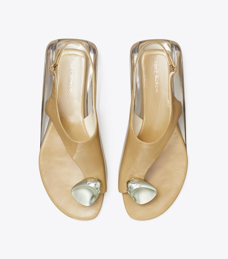 Tory Burch diseñador sandalias Sandalia con tira trasera Patos en CHATEAU GRAY / SILVER vista superior