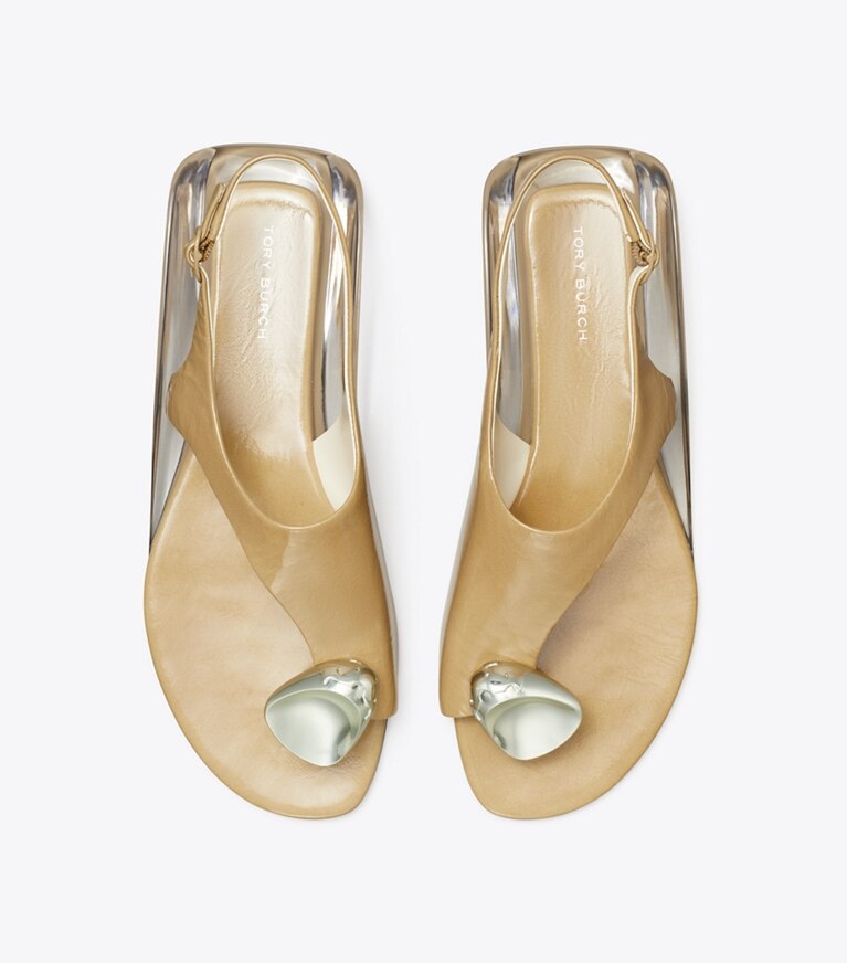 Tory Burch diseñador sandalias Sandalia con tira trasera Patos en CHATEAU GRAY / SILVER vista superior