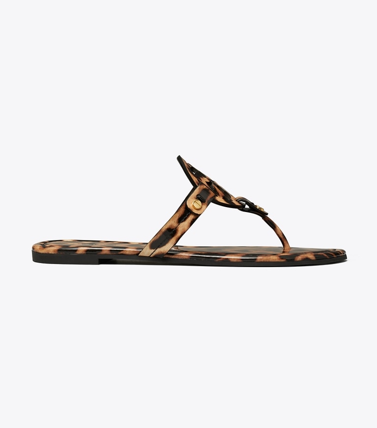 Tory Burch diseñador sandalias Sandalia de charol estampado Miller en CLASSIC LEOPARD lateral