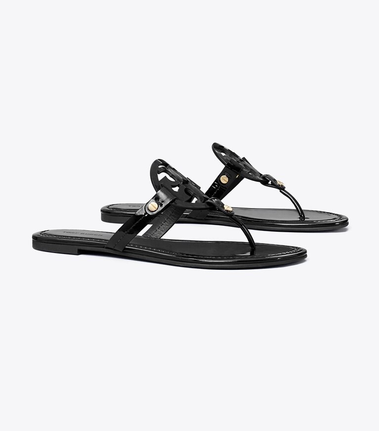 Tory Burch diseñador sandalias Sandalia de charol Miller en Perfect Black ángulo