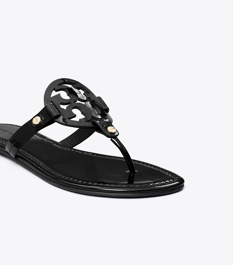 Tory Burch diseñador sandalias Sandalia de charol Miller en Perfect Black detalle