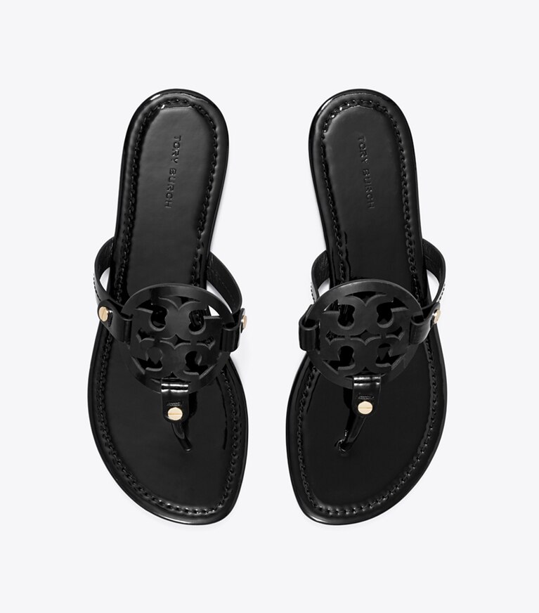 Tory Burch diseñador sandalias Sandalia de charol Miller en Perfect Black vista superior