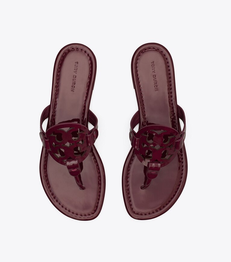 Tory Burch diseñador sandalias Sandalia de charol Miller en DARK RASPBERRY vista superior