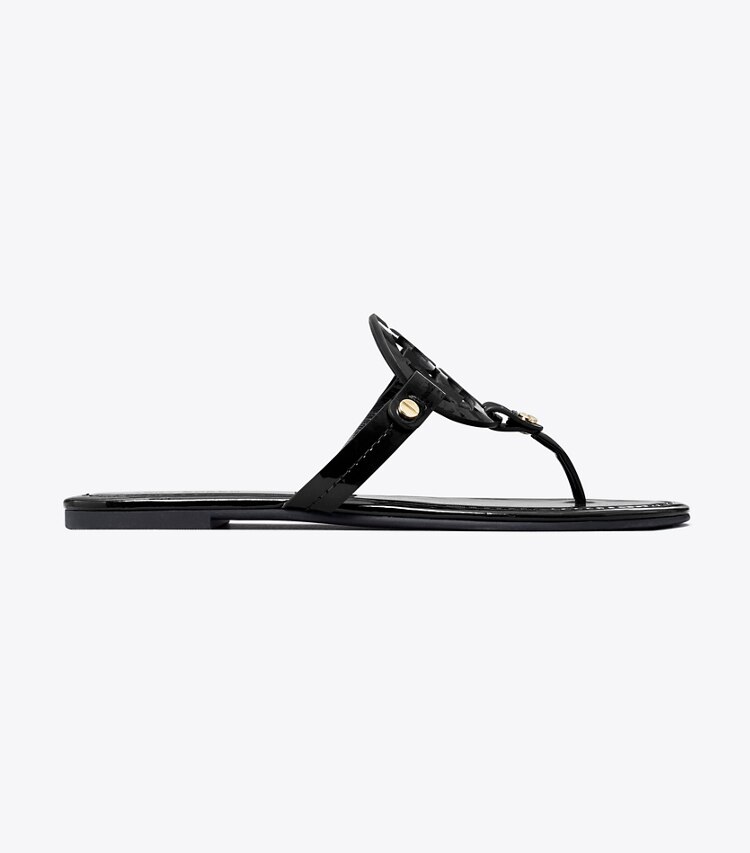 Tory Burch diseñador sandalias Sandalia de charol Miller en Perfect Black lateral