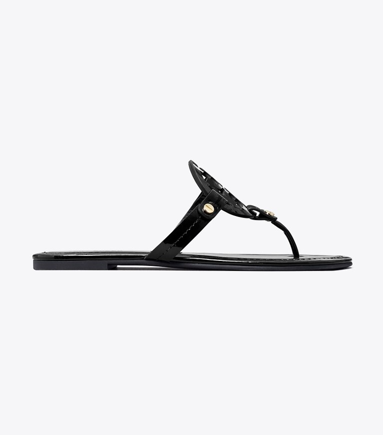 Tory Burch diseñador sandalias Sandalia de charol Miller en Perfect Black lateral