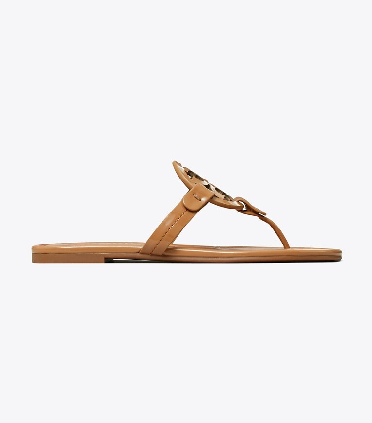 Tory Burch diseñador sandalias Sandalia de charol Miller en Tan lateral