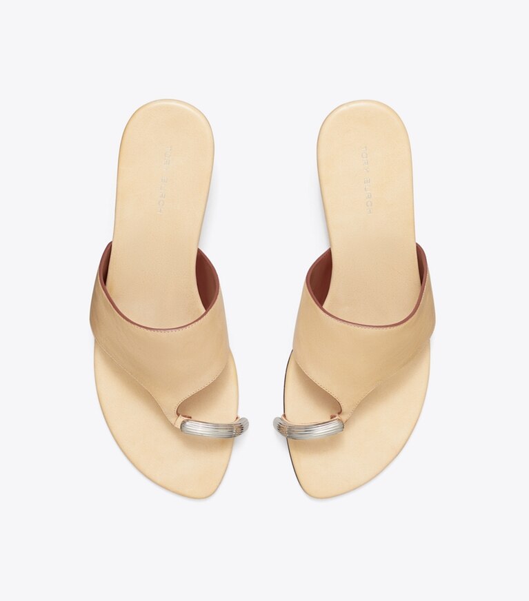 Tory Burch diseñador sandalias Sandalia de cuña Pierced en SMOKY TAN vista superior
