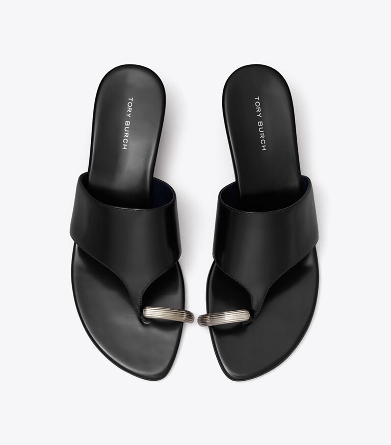 Tory Burch diseñador sandalias Sandalia de cuña Pierced en PERFECT BLACK vista superior