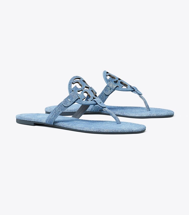 Tory Burch diseñador sandalias Sandalia de gamuza Miller en DARK DENIM ángulo