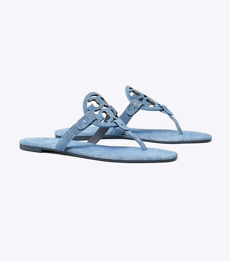 Tory Burch diseñador sandalias Sandalia de gamuza Miller en DARK DENIM ángulo