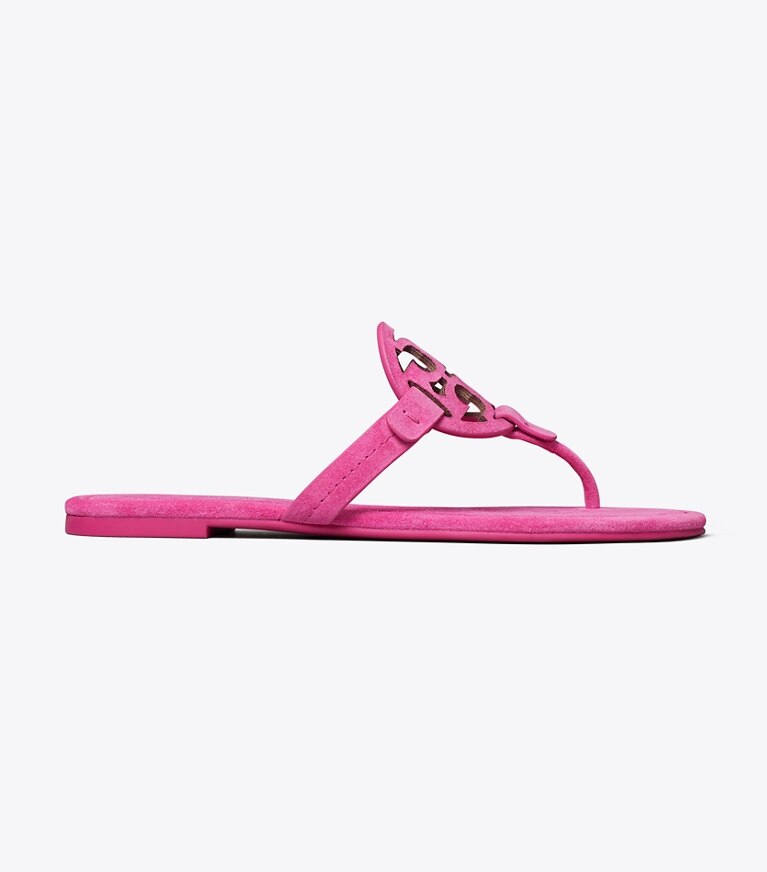 Tory Burch diseñador sandalias Sandalia de gamuza Miller en MAGENTA lateral