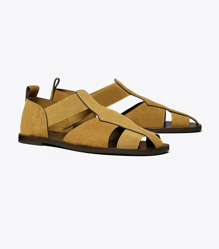 Tory Burch diseñador sandalias Sandalia de pescador en DEEP UMBER ángulo