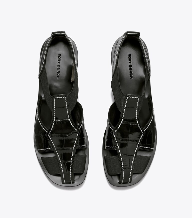 Tory Burch diseñador sandalias Sandalia de pescador en PERFECT BLACK vista superior