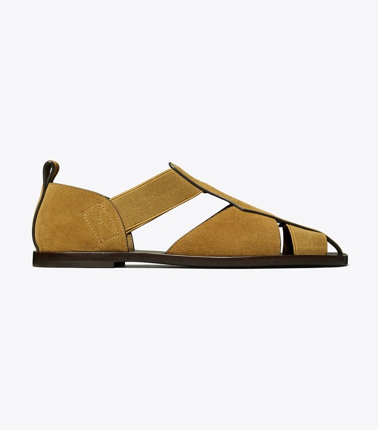 Tory Burch diseñador sandalias Sandalia de pescador en DEEP UMBER lateral