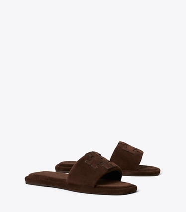 Tory Burch diseñador sandalias Sandalia deportiva doble T en DARK COCOA ángulo
