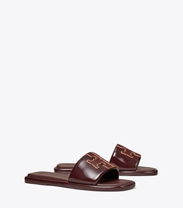 Tory Burch diseñador sandalias Sandalia deportiva doble T en PLUM / GOLD ángulo