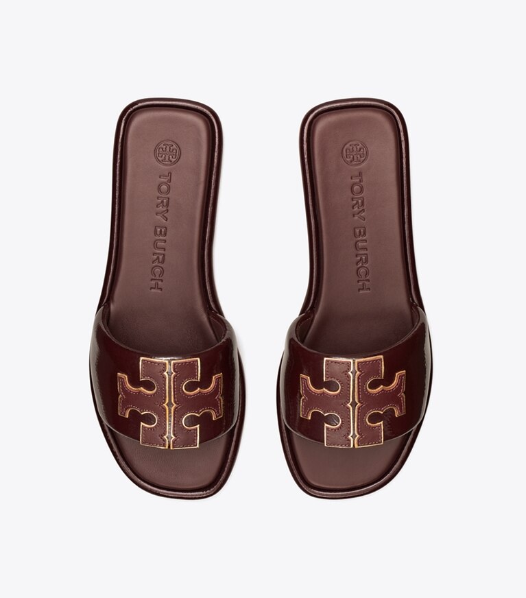 Tory Burch diseñador sandalias Sandalia deportiva doble T en PLUM / GOLD vista superior