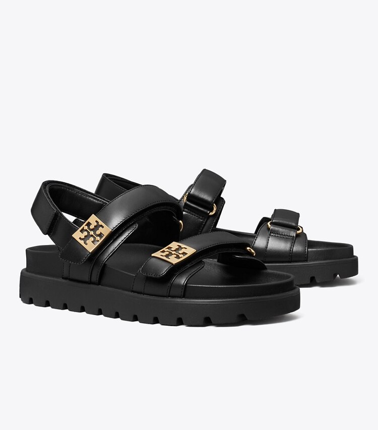 Tory Burch diseñador sandalias Sandalia deportiva Mellow en PERFECT BLACK / GOLD ángulo